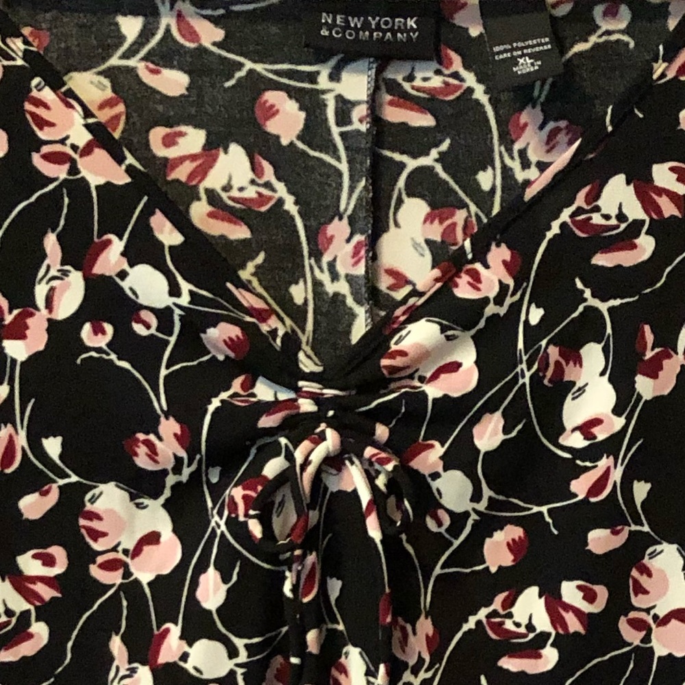 Dress, Midi, [Cheerful] Cherry Blossom Design on black, ruffley sleeves - Picture 3 of 16